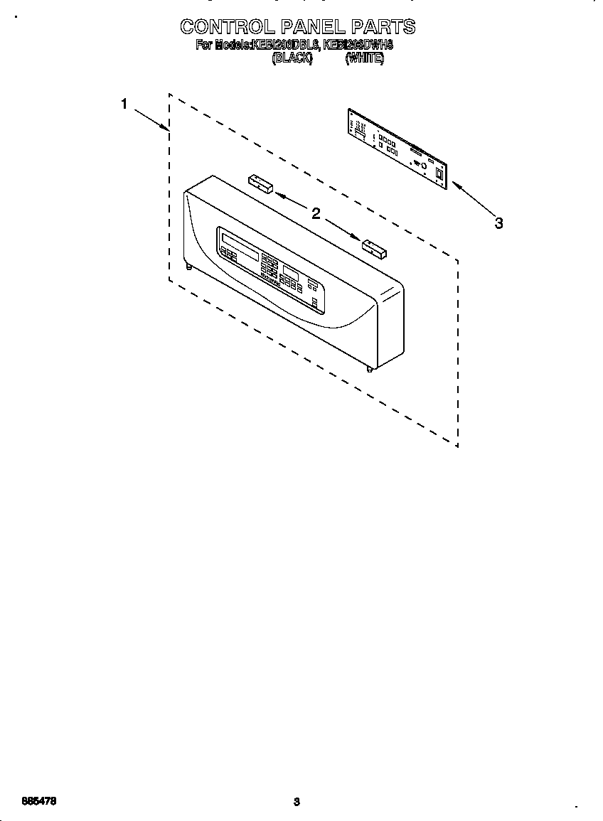 KitchenAid KEBI206DWH8 control panel diagram