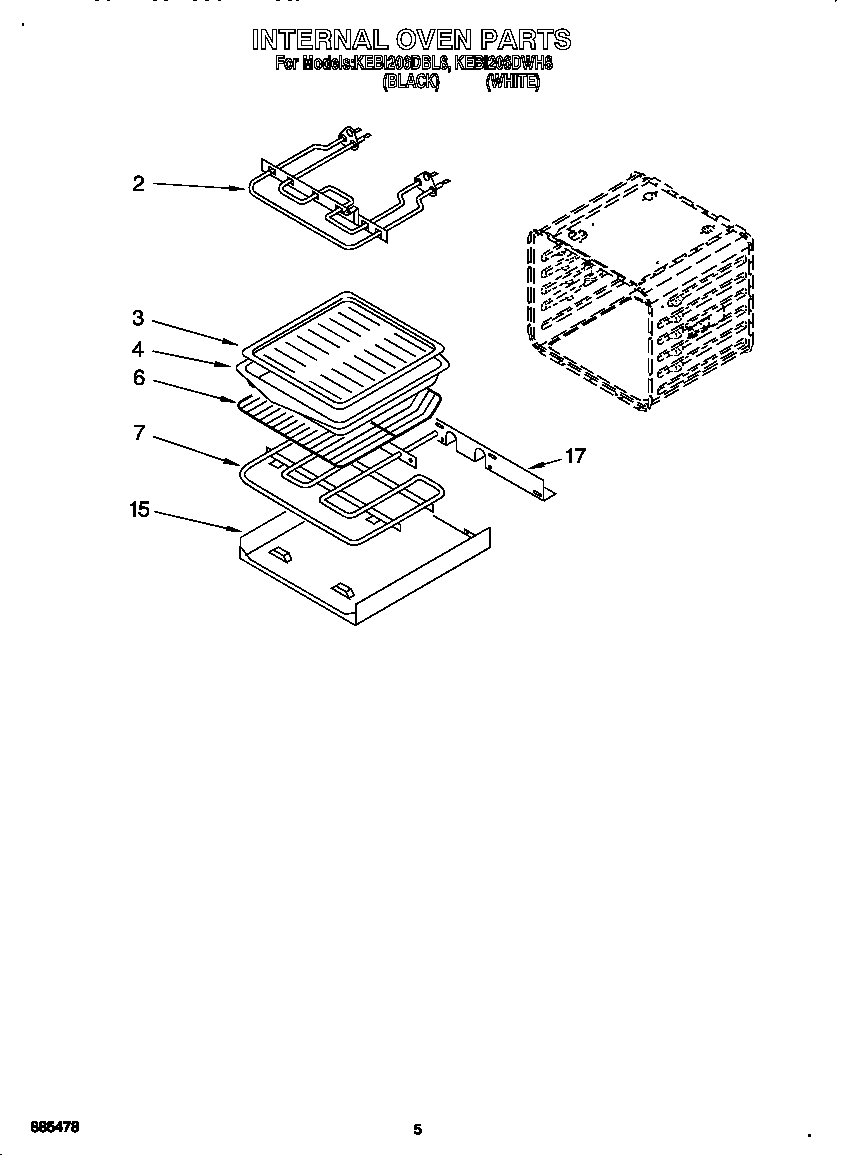 KitchenAid KEBI206DWH8 internal oven diagram
