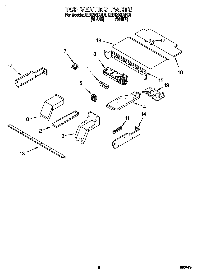 KitchenAid KEBI206DWH8 top venting diagram