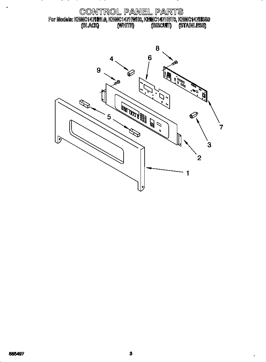 KitchenAid KBMC147HSS0 control panel diagram