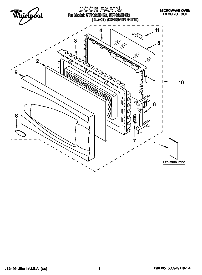 Whirlpool MT3135SHQ0 door diagram