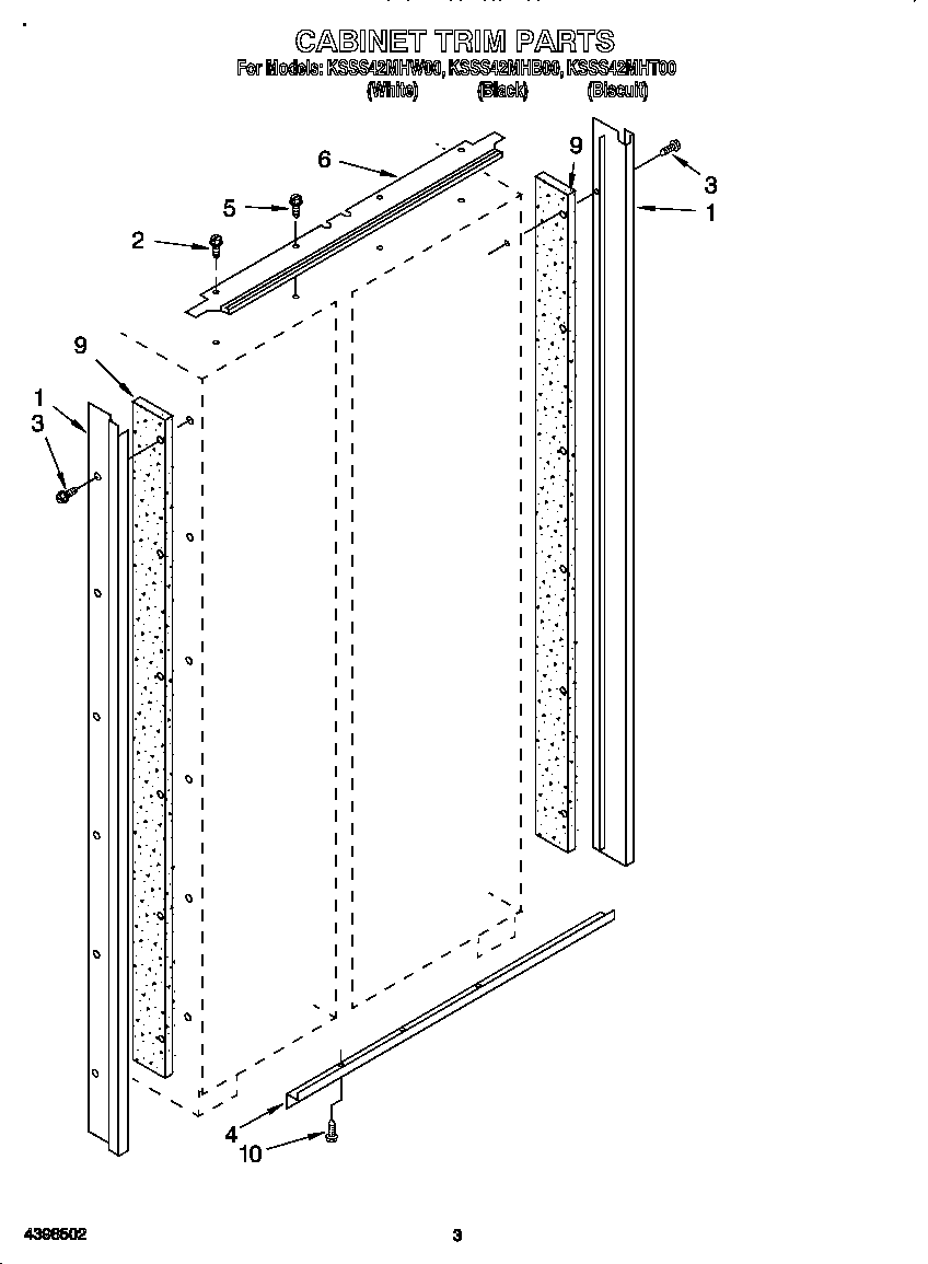 KitchenAid KSSS42MHW00 cabinet trim diagram