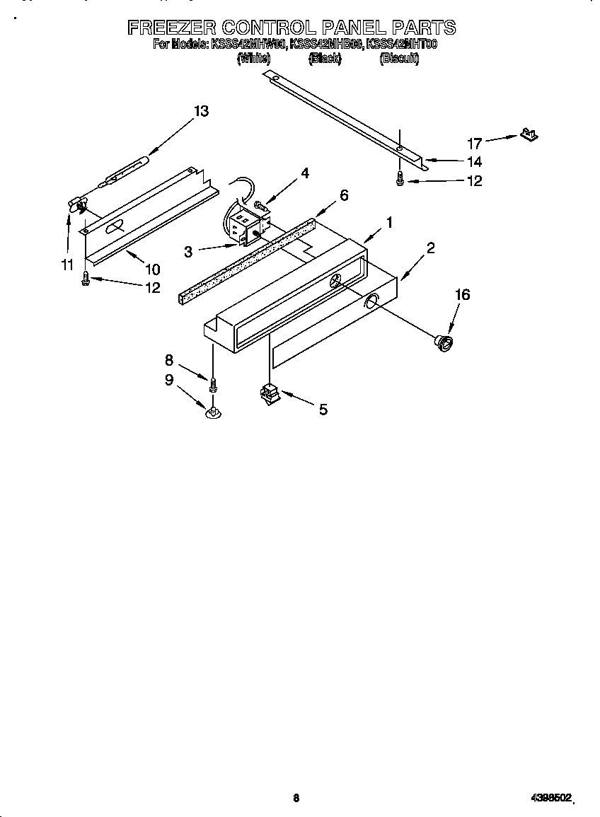 KitchenAid KSSS42MHW00 freezer control panel diagram