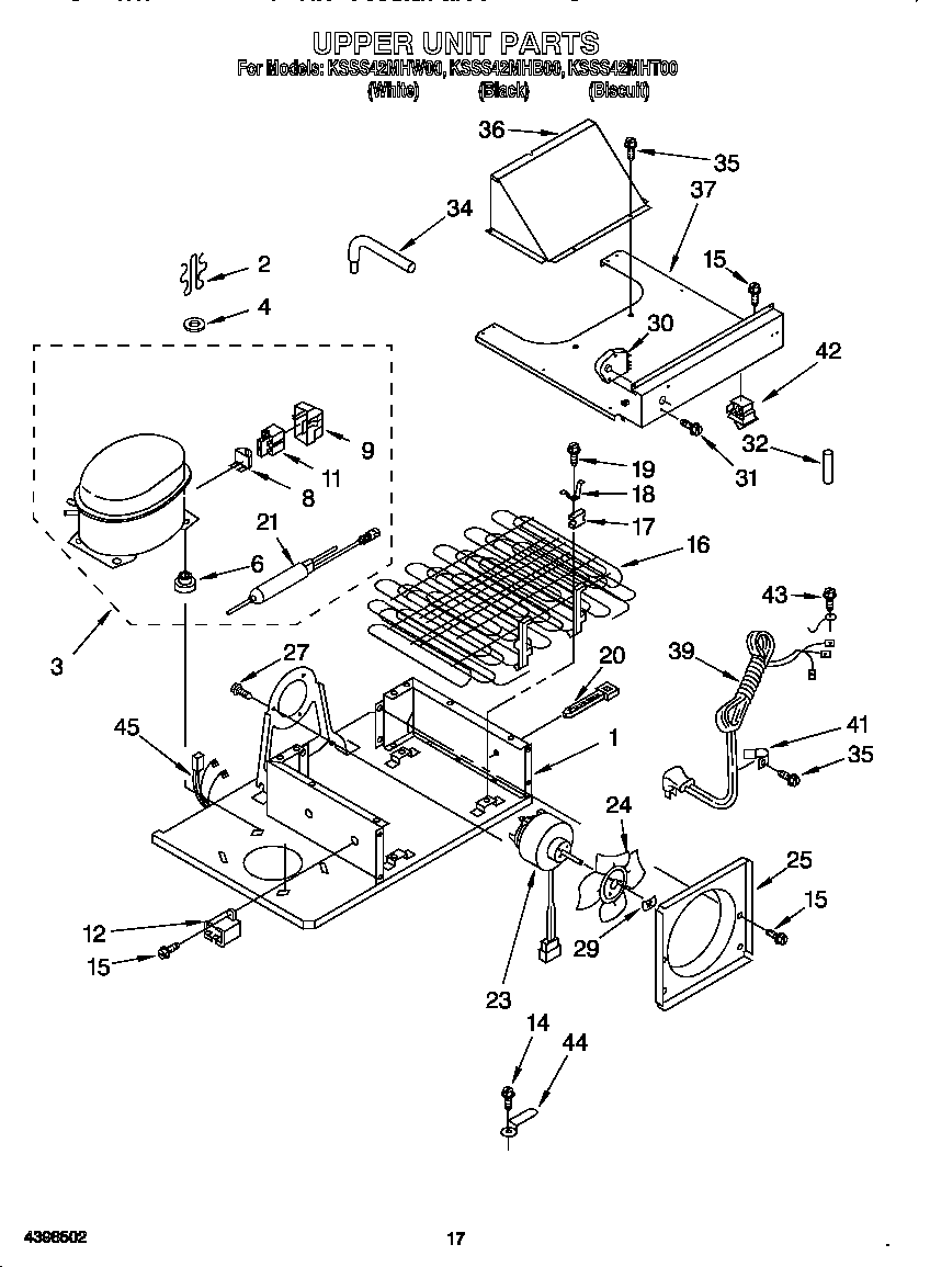 KitchenAid KSSS42MHW00 upper unit diagram