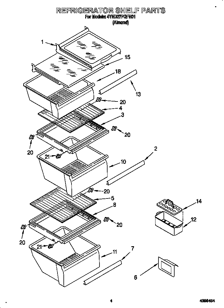Whirlpool 4YED27PQFN01 refrigerator shelf diagram