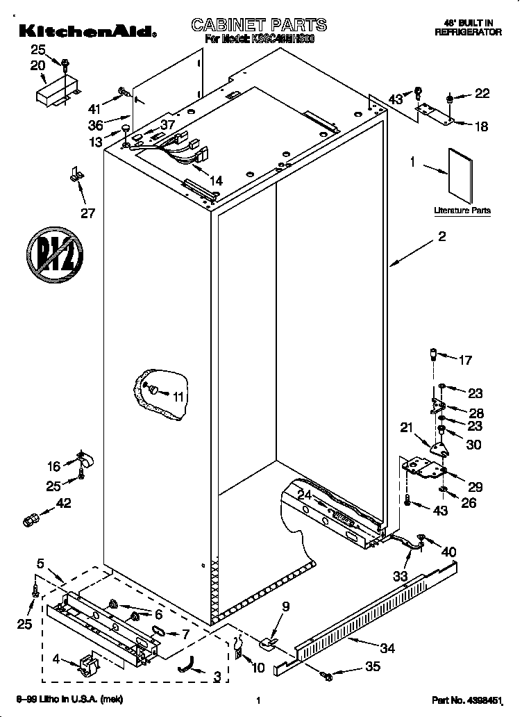 KitchenAid KSSC48MHS00 cabinet diagram