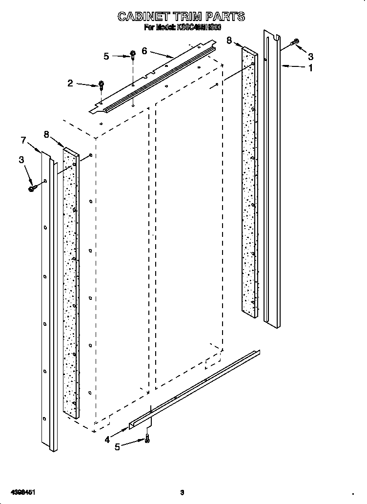 KitchenAid KSSC48MHS00 cabinet trim diagram