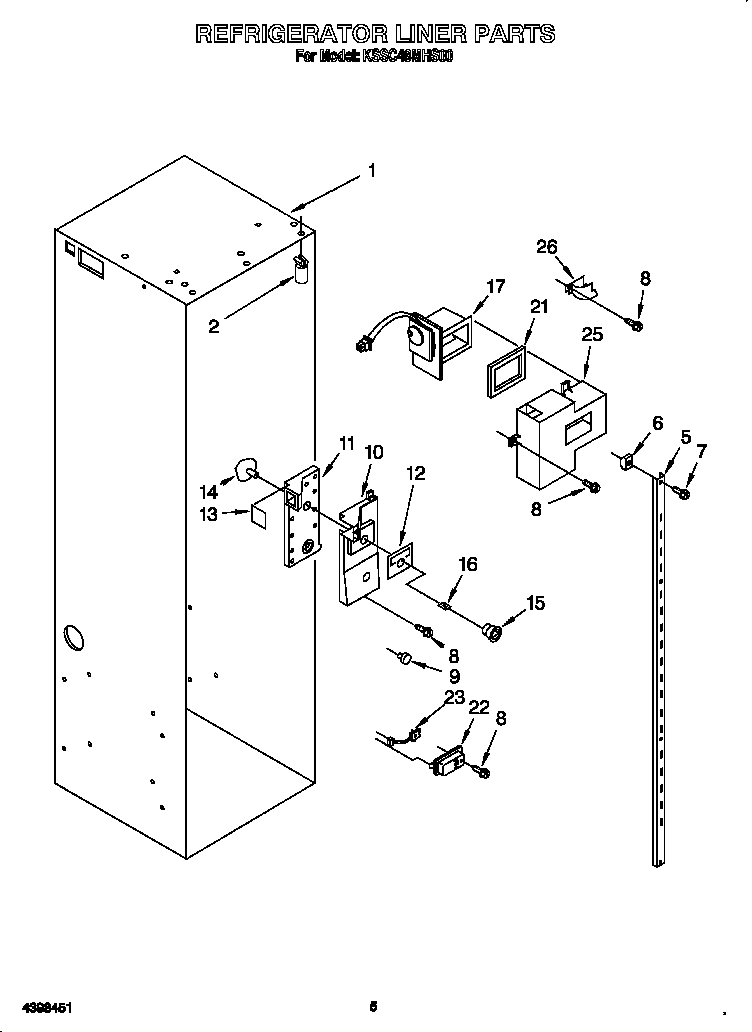KitchenAid KSSC48MHS00 refrigerator liner diagram