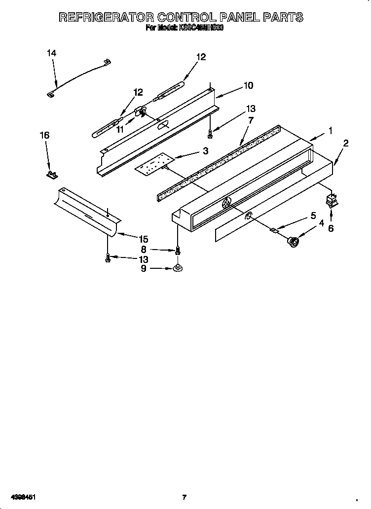 KitchenAid KSSC48MHS00 refrigerator control panel diagram