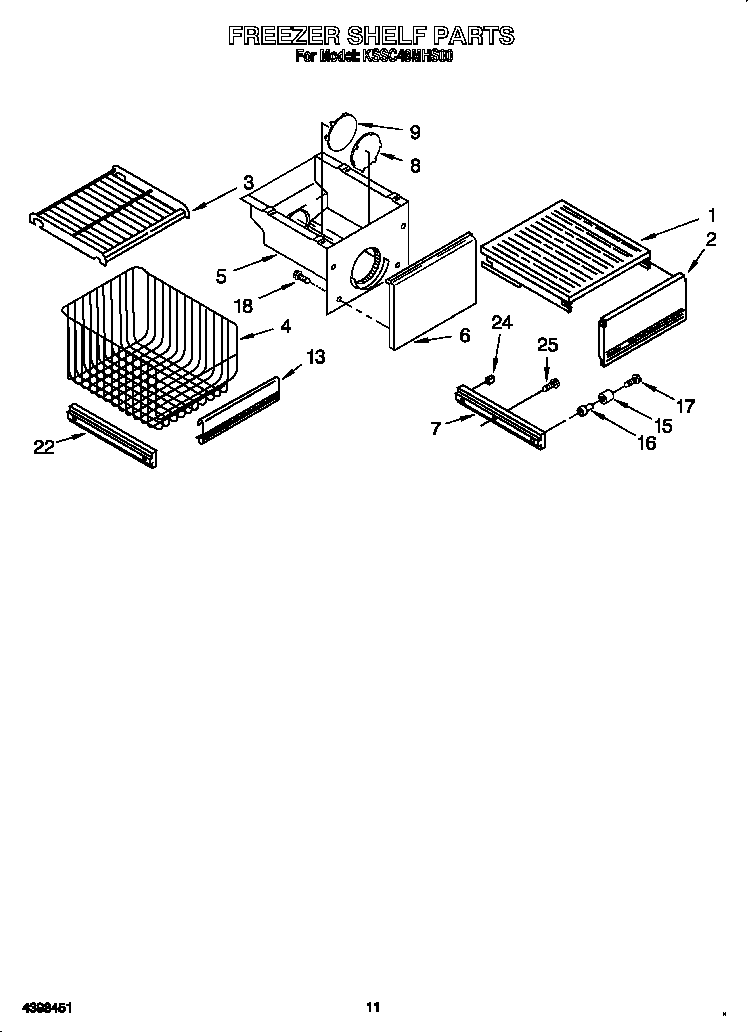 KitchenAid KSSC48MHS00 freezer shelf diagram