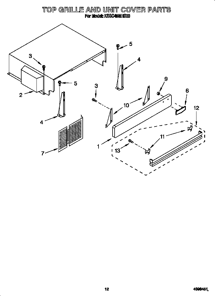 KitchenAid KSSC48MHS00 top grille and unit cover diagram