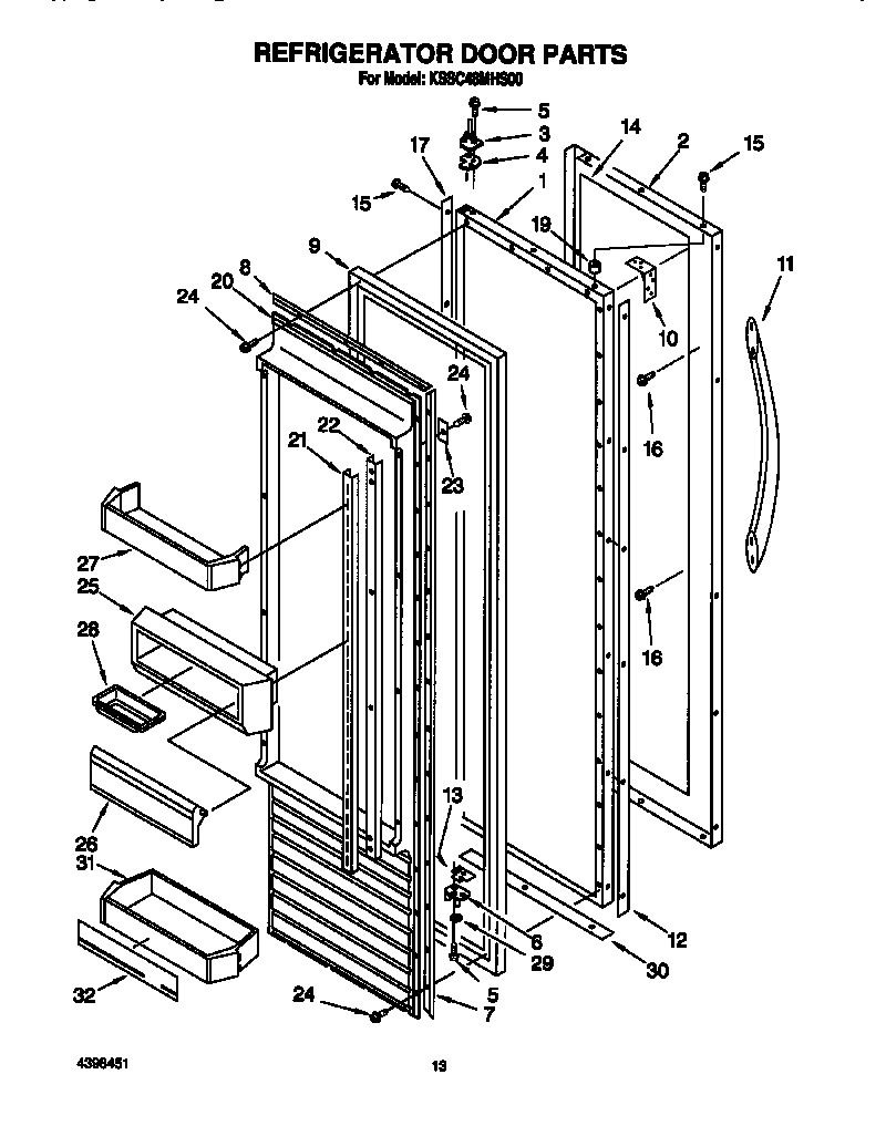 KitchenAid KSSC48MHS00 refrigerator door diagram