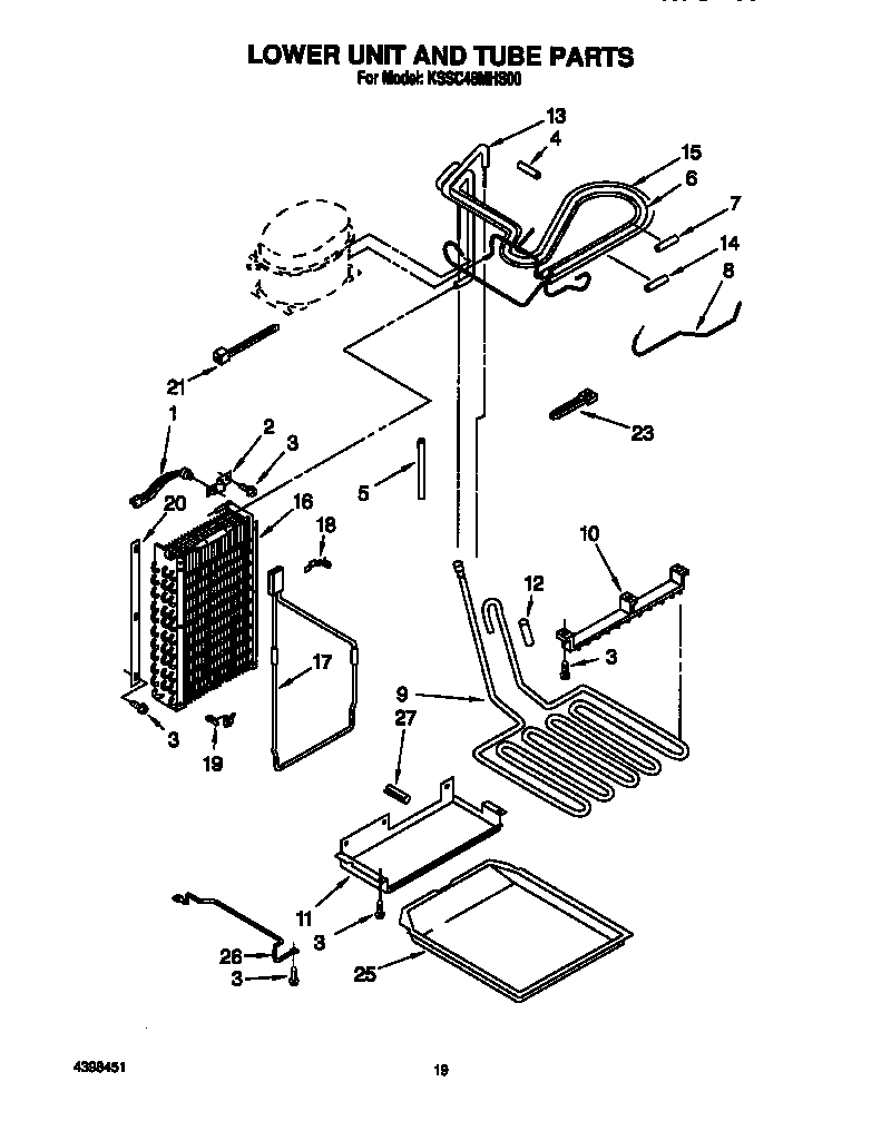KitchenAid KSSC48MHS00 lower unit and tube diagram