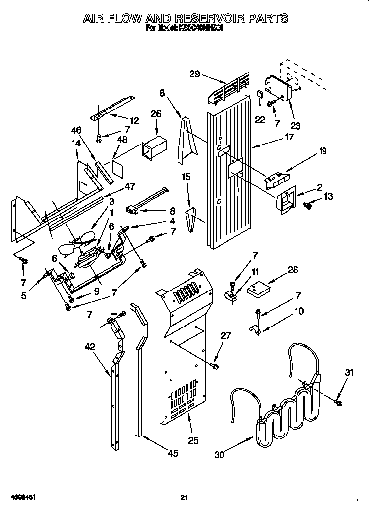 KitchenAid KSSC48MHS00 air flow and reservoir diagram