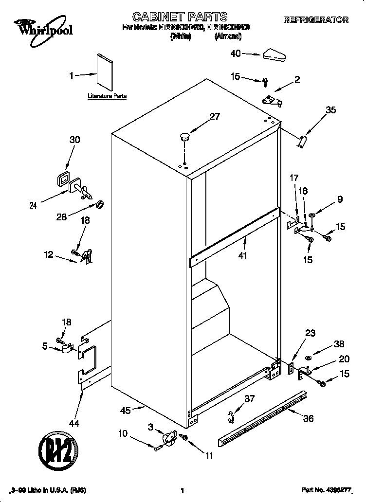 Whirlpool ET21GKXHW00 cabinet diagram