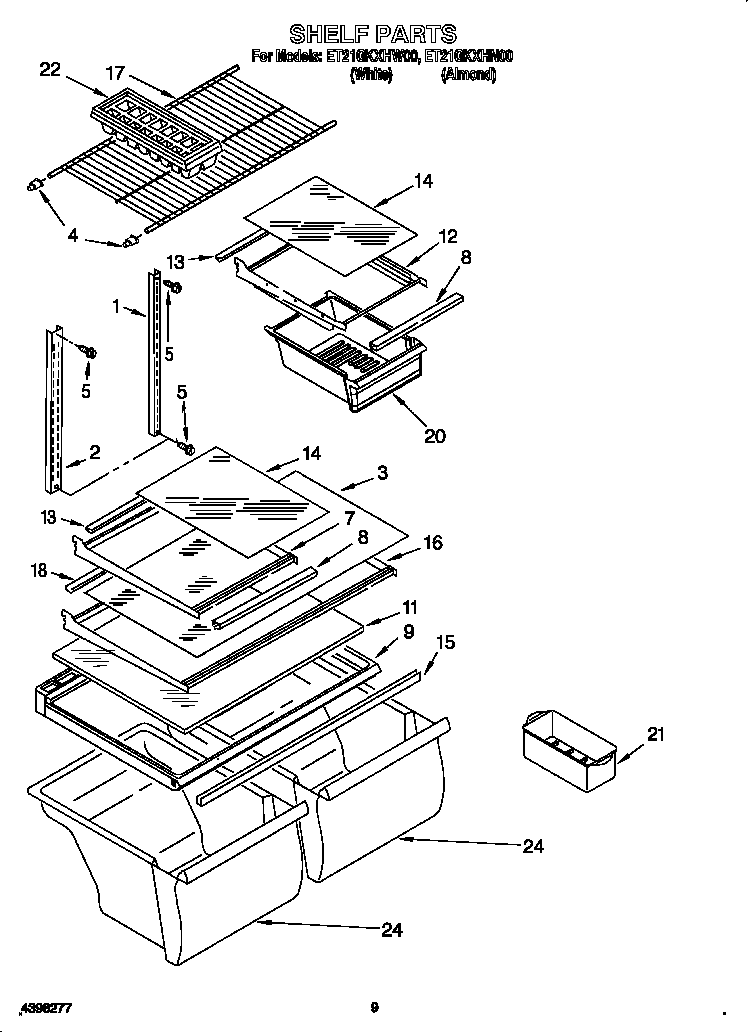 Whirlpool ET21GKXHW00 shelf diagram