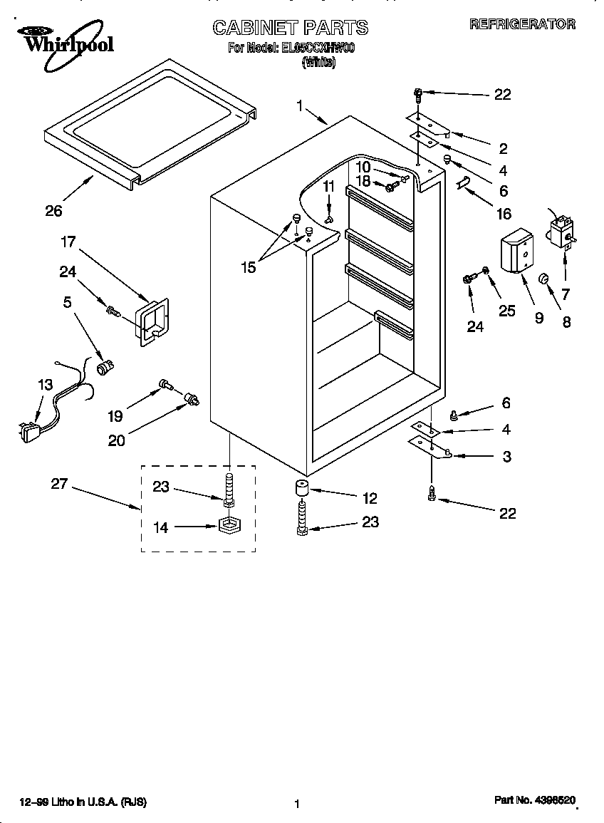Whirlpool EL05CCXHW00 cabinet diagram