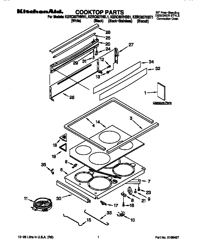 KitchenAid KERC607HBS1 cooktop diagram
