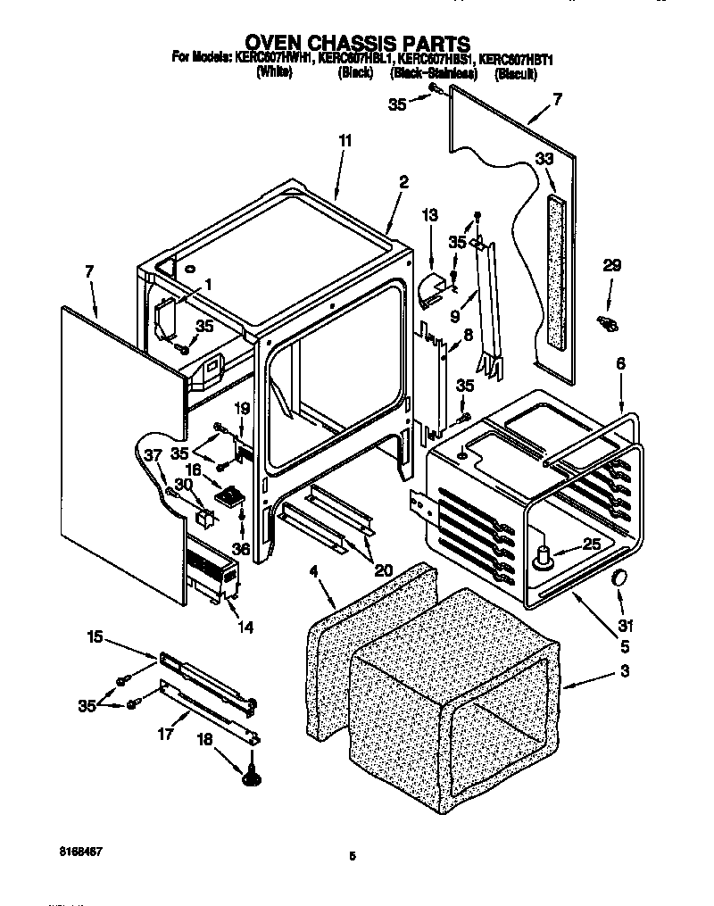 KitchenAid KERC607HBS1 oven chassis diagram