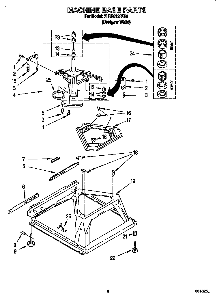 Whirlpool 3LBR6132EQ1 machine base diagram