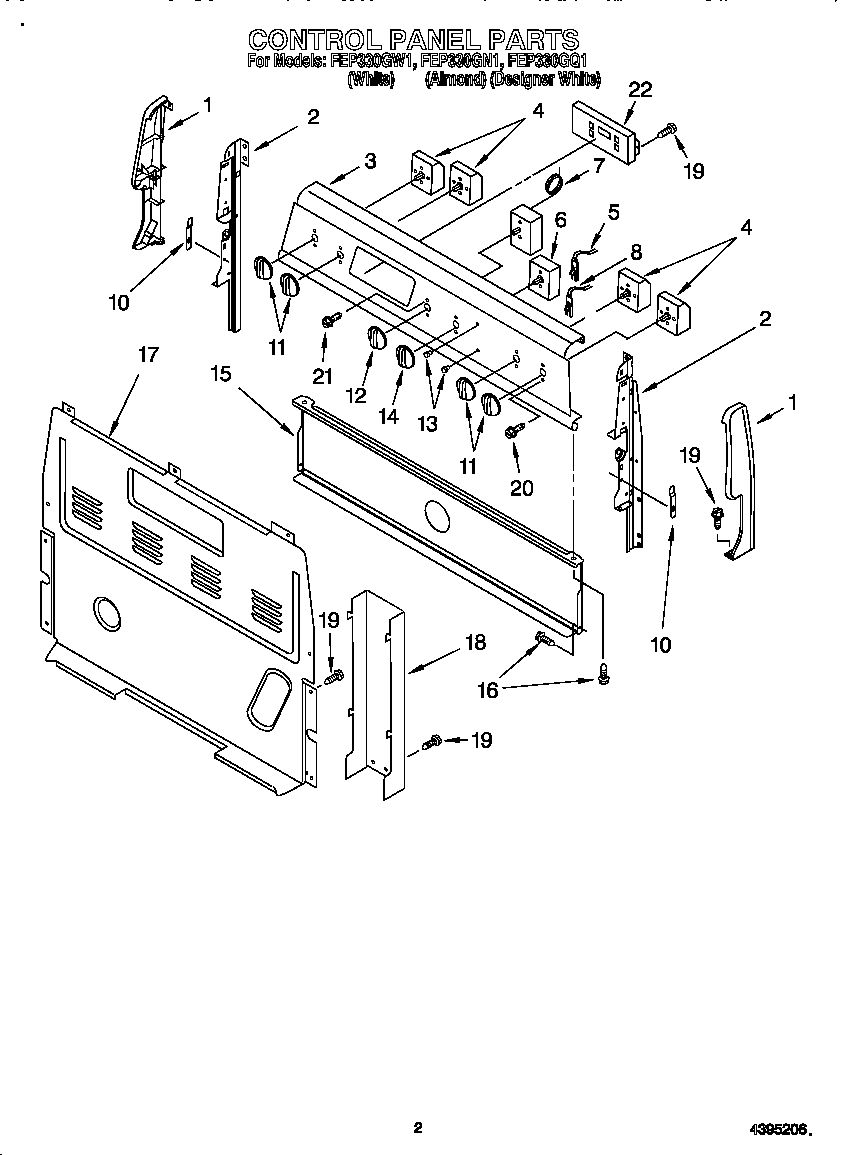 Roper FEP330GW1 control panel diagram