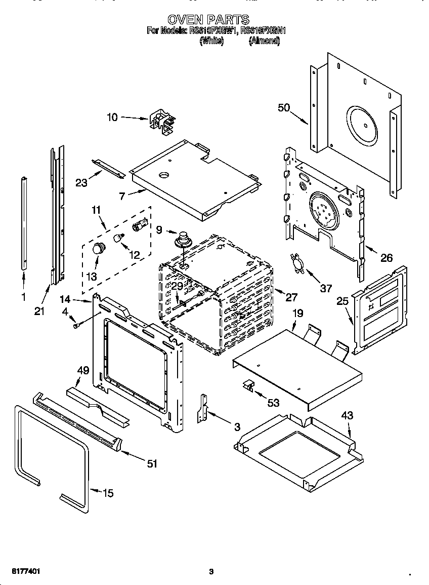 Whirlpool RS610PXGN1 oven diagram