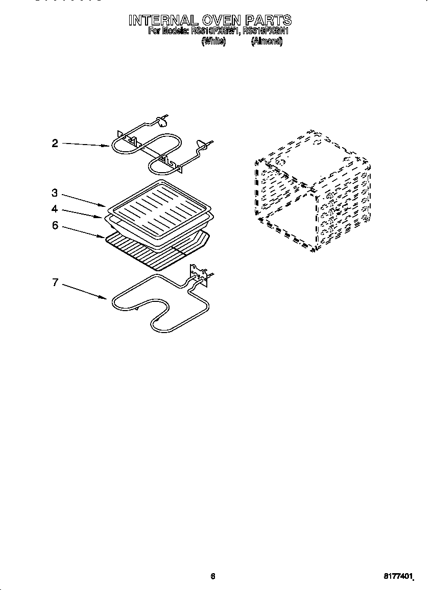 Whirlpool RS610PXGN1 internal oven diagram