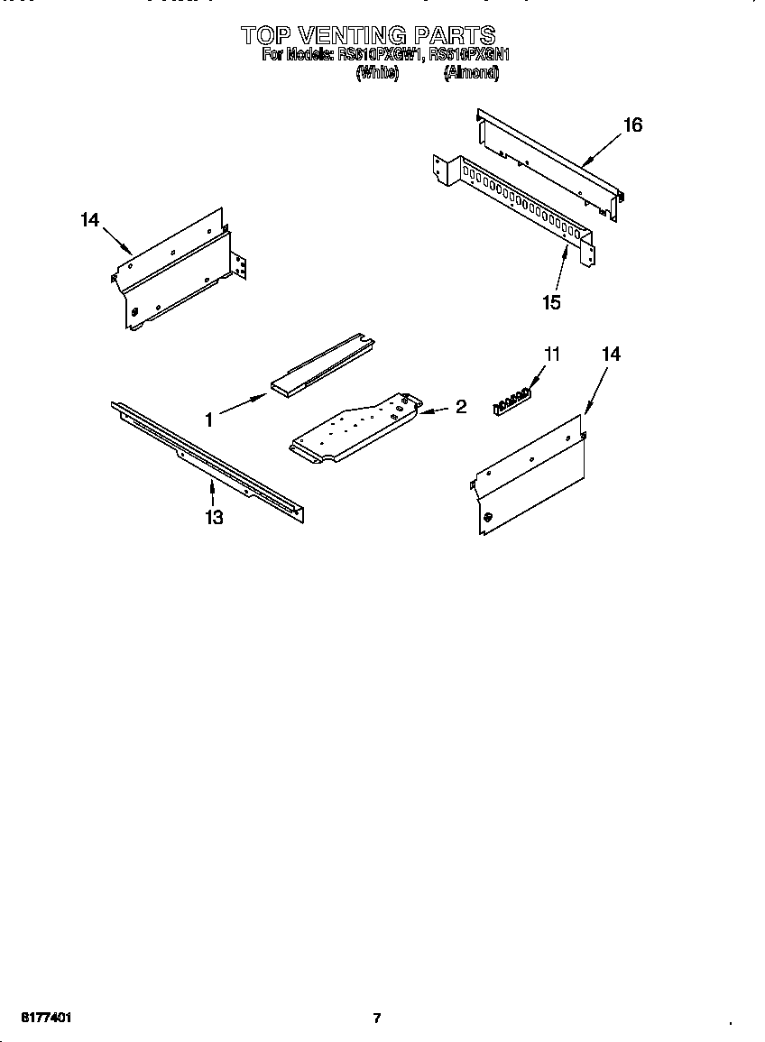 Whirlpool RS610PXGN1 top venting diagram