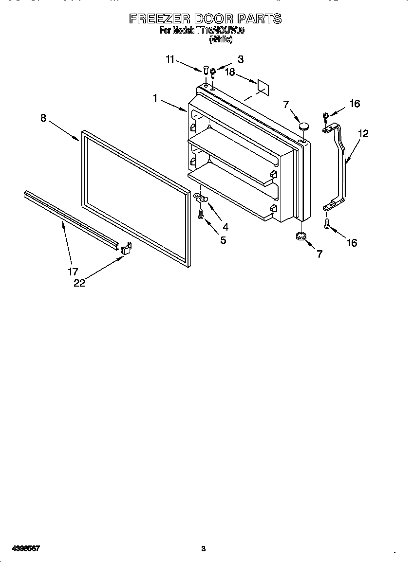 Estate TT18AKXJN00 freezer door diagram