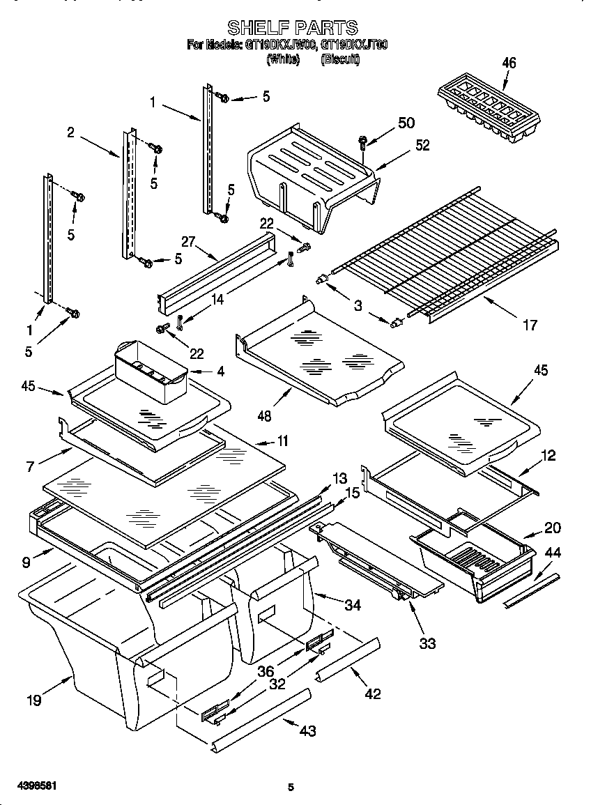 Whirlpool GT19DKXJT00 shelf diagram