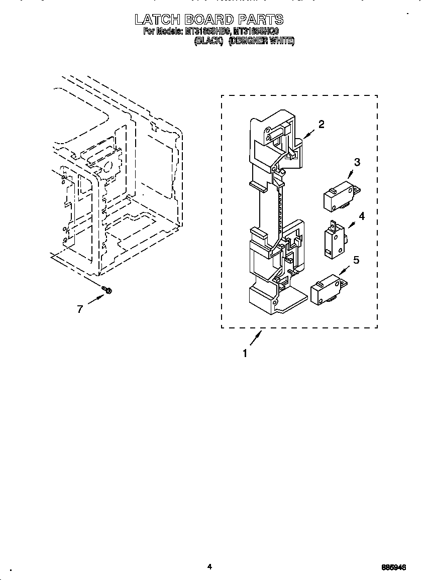 Whirlpool MT3185SHB0 latch board diagram