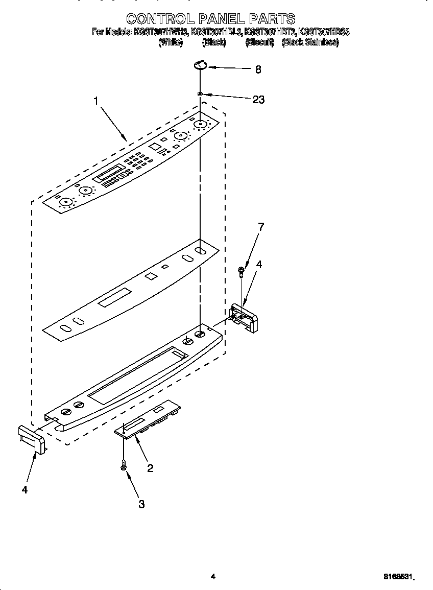 KitchenAid KGST307HBS3 control panel diagram