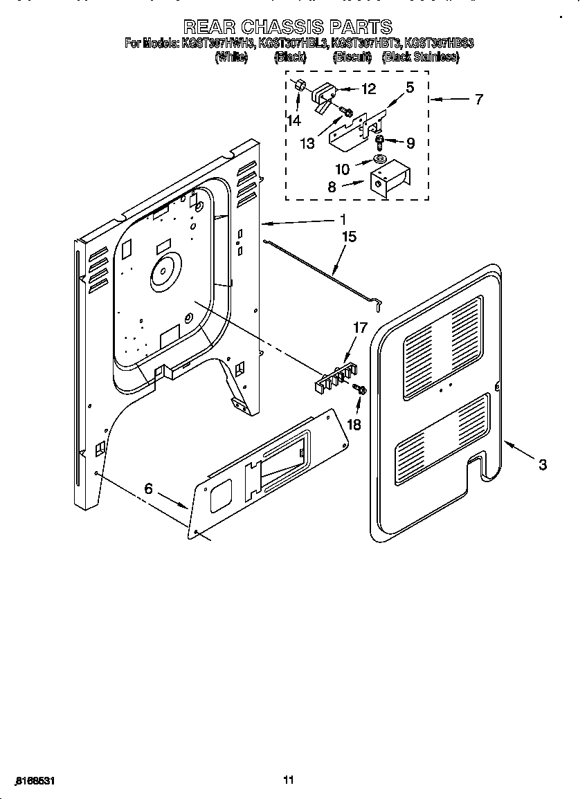 KitchenAid KGST307HBS3 rear chassis diagram