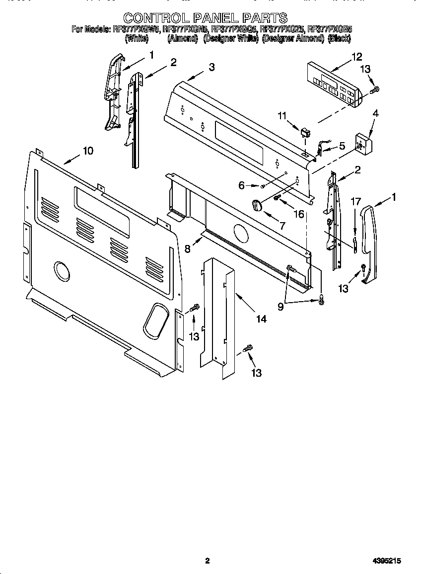 Whirlpool RF377PXGW5 control panel diagram