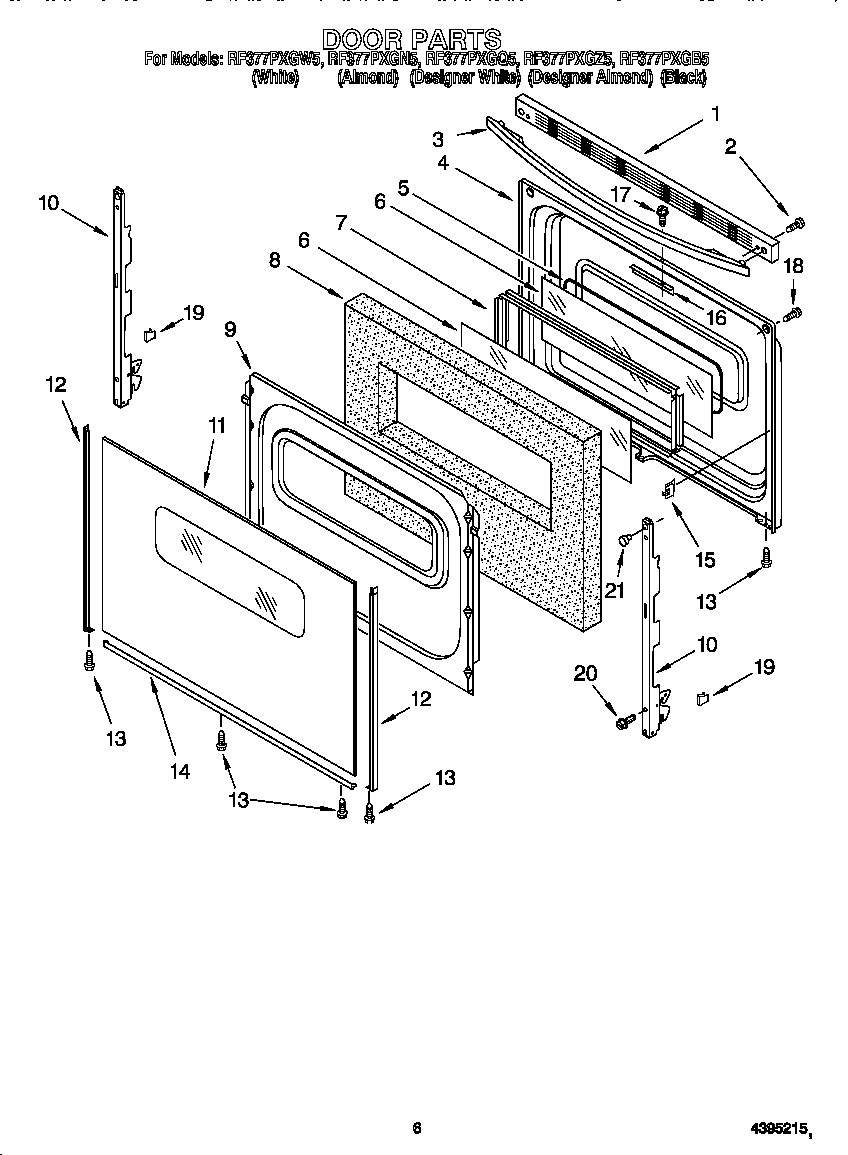 Whirlpool RF377PXGW5 door diagram