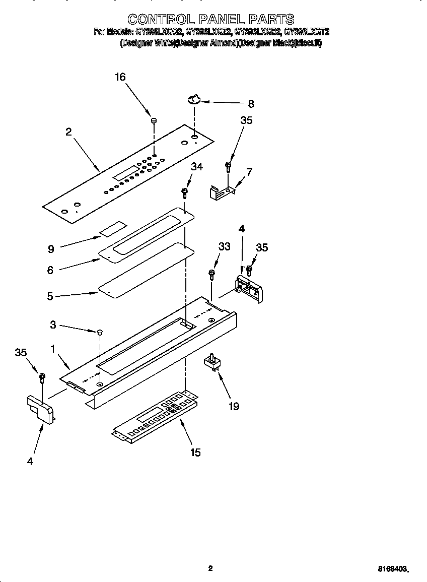 Whirlpool GY396LXGQ2 control panel diagram