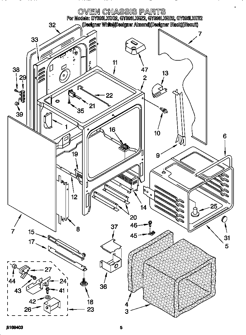 Whirlpool GY396LXGQ2 oven chassis diagram