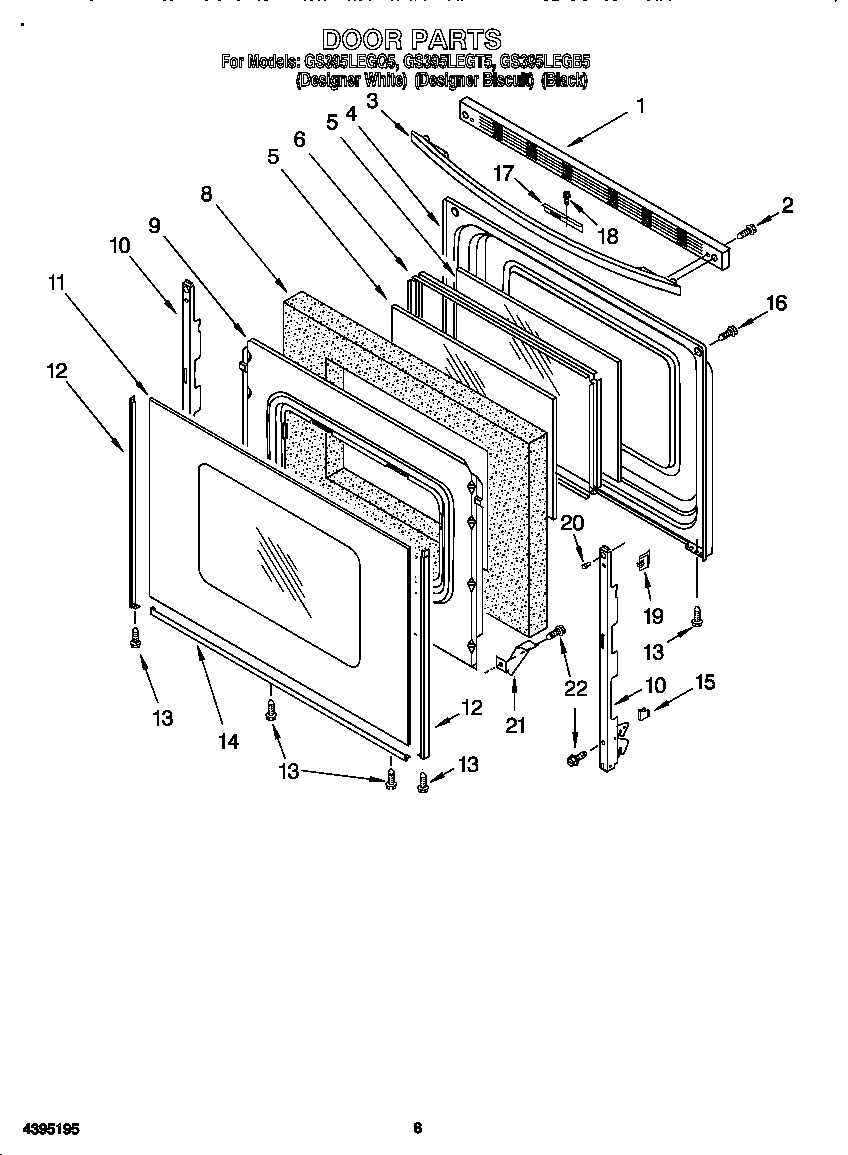 Whirlpool GS395LEGQ5 door diagram