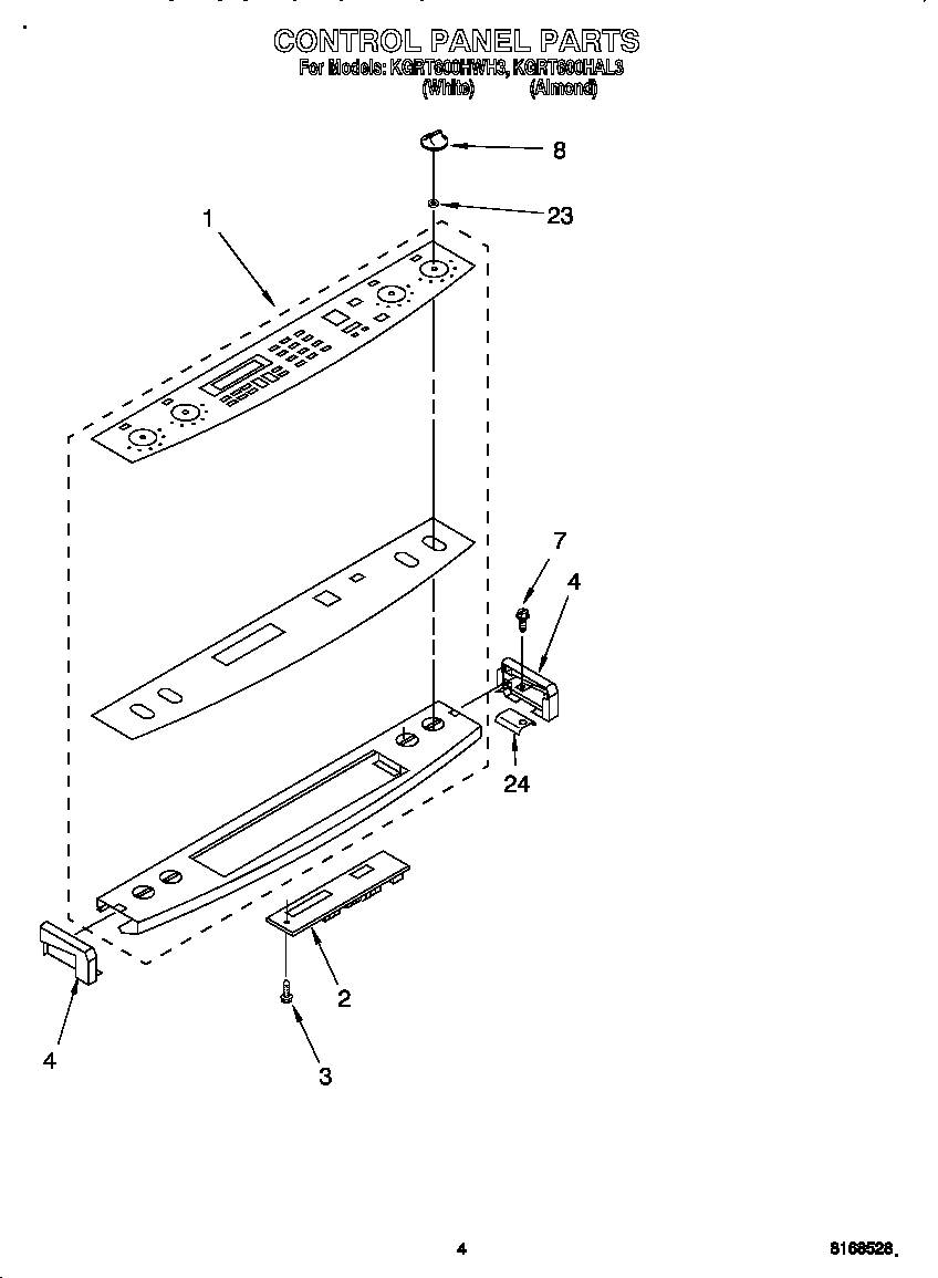 KitchenAid KGRT600HWH3 control panel diagram