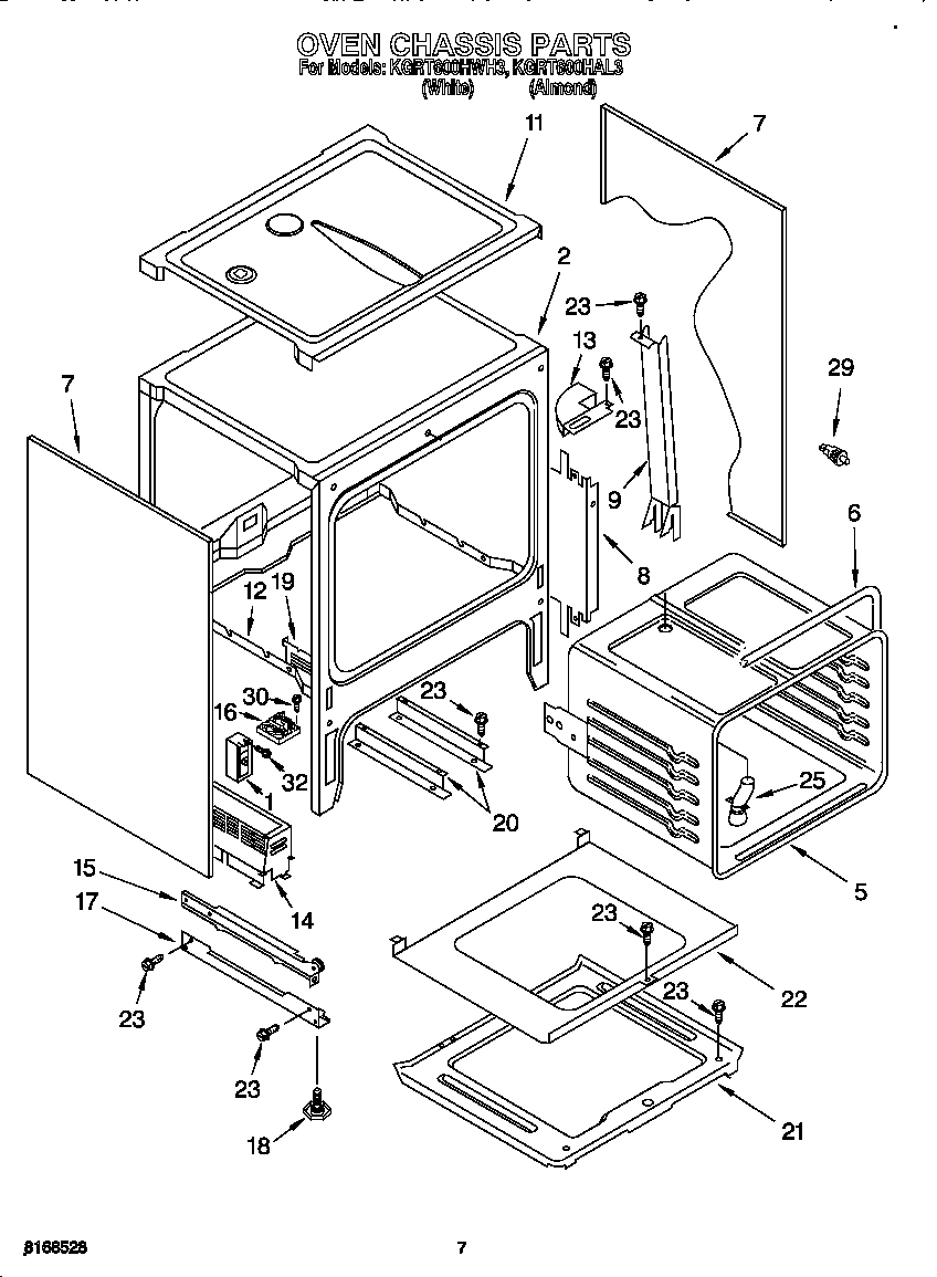 KitchenAid KGRT600HWH3 oven chassis diagram