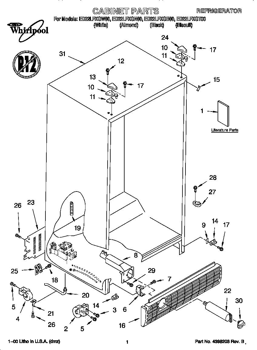 Whirlpool ED22LFXGW00 cabinet diagram