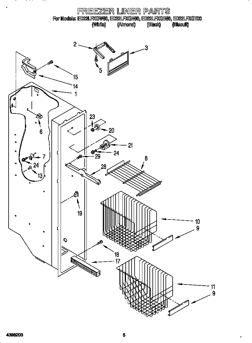 Whirlpool ED22LFXGW00 freezer liner diagram