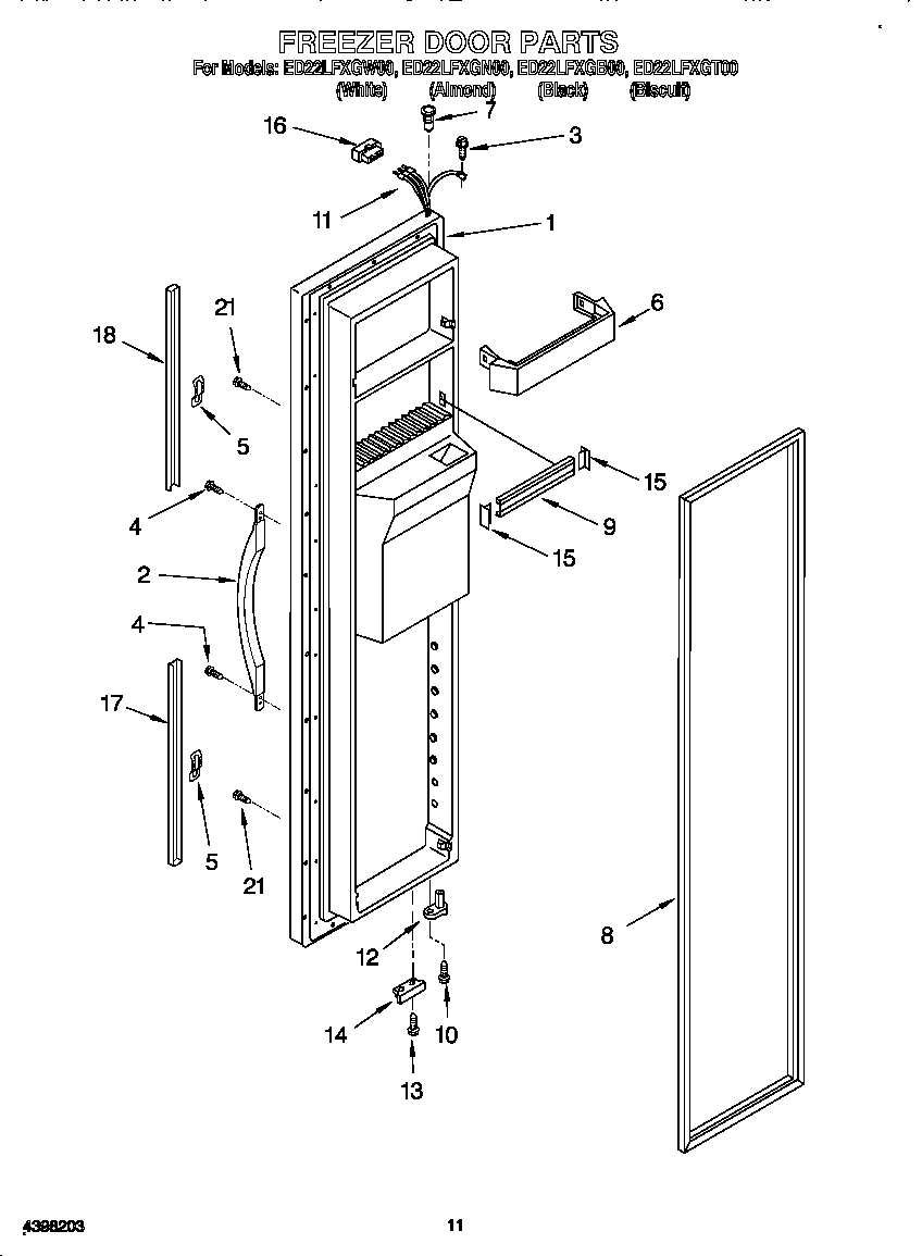 Whirlpool ED22LFXGW00 freezer door diagram