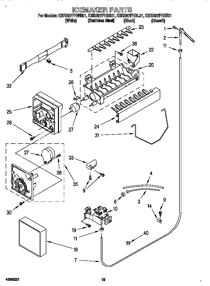 KitchenAid KSRB27FHBT01 ice maker diagram