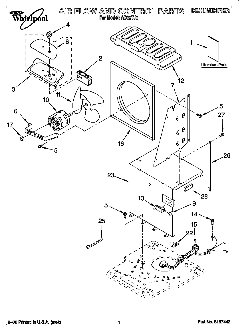 Whirlpool AD25TJ2 air flow and control diagram