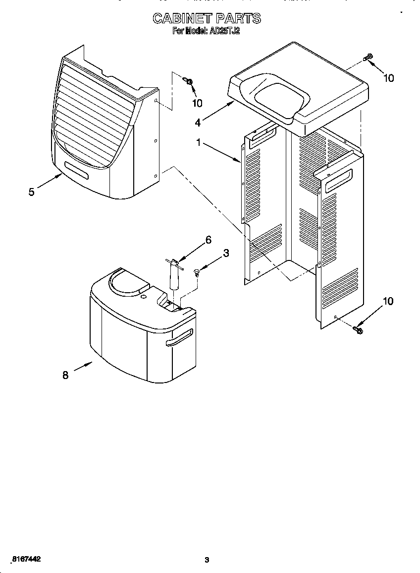Whirlpool AD25TJ2 cabinet diagram
