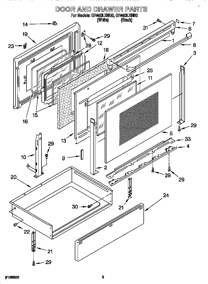 Whirlpool GR450LXHQ0 door and drawer diagram