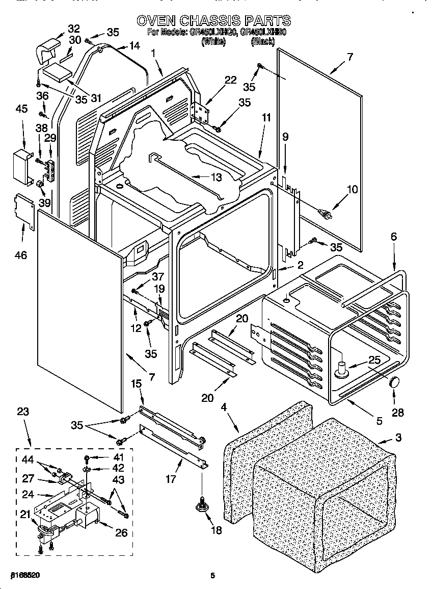 Whirlpool GR450LXHQ0 oven chassis diagram
