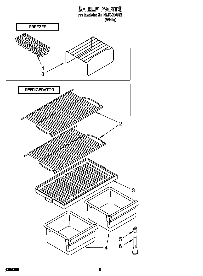 Kirkland ST14CKXHW00 shelf diagram