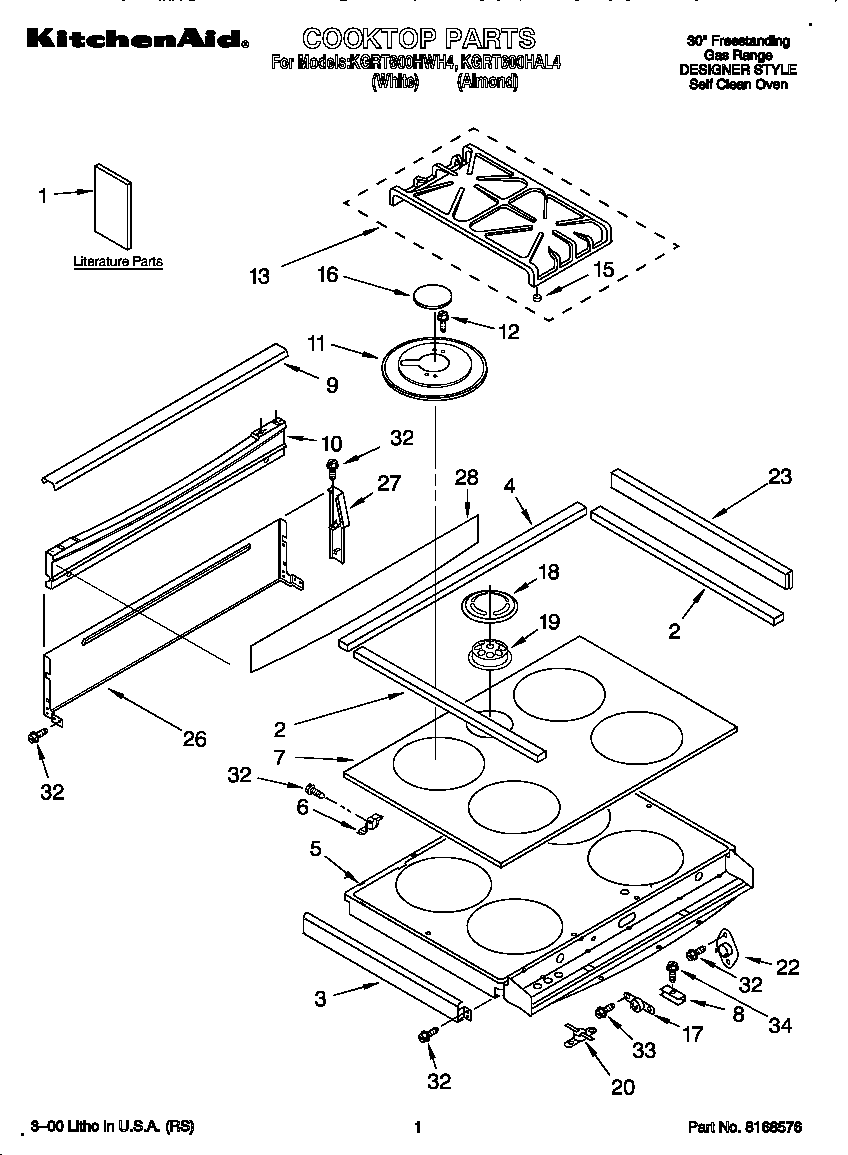 KitchenAid KGRT600HAL4 cooktop diagram